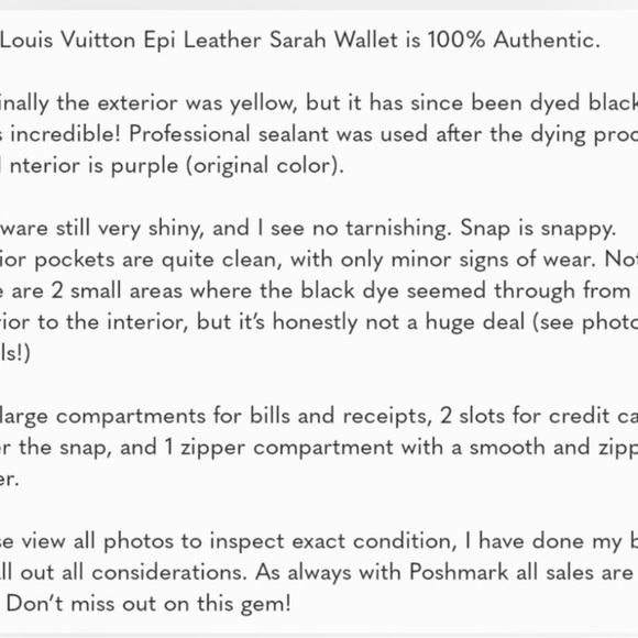 *FREE SHIPPING* Louis Vuitton Epi Sarah Wallet *Professionally Repainted* - Picture 14 of 14